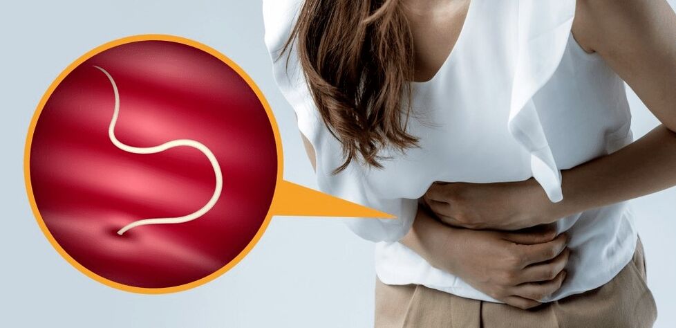 Worms in the body cause stomach pain